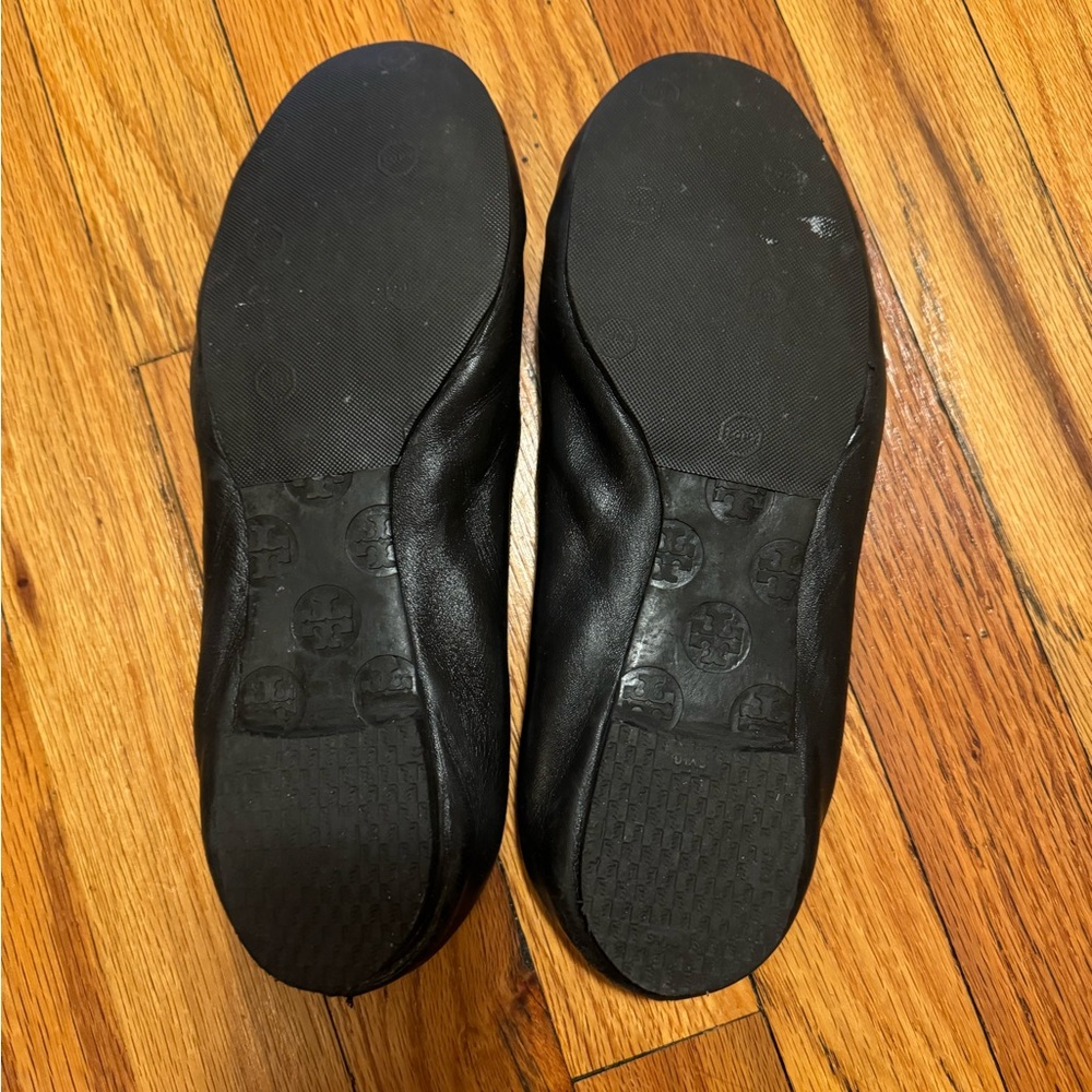 Tory Burch Black Leather Ballet Flats - Picture 3 of 3